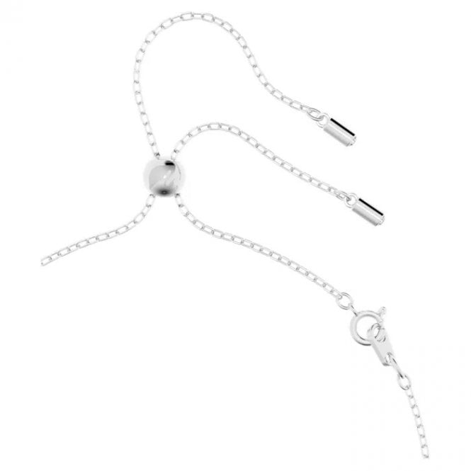 Dextera Small Circles Pendant Necklace with White Crystal in Rhodium Silver