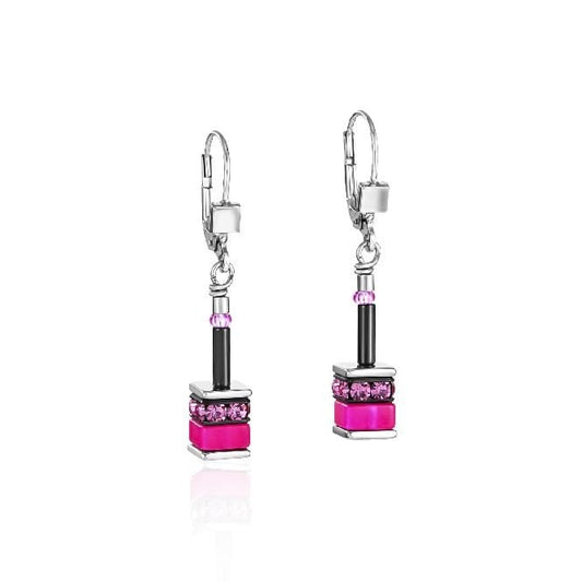 GeoCUBE Earrings in Silver with Polaris & Rhinestone Multicolours