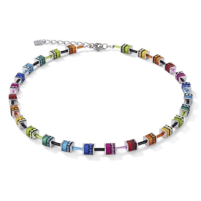 GeoCUBE Necklace in Silver with Polaris & Rhinestone Multicolours
