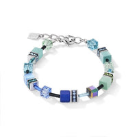 GeoCUBE Bracelet in Silver with Blue & Green