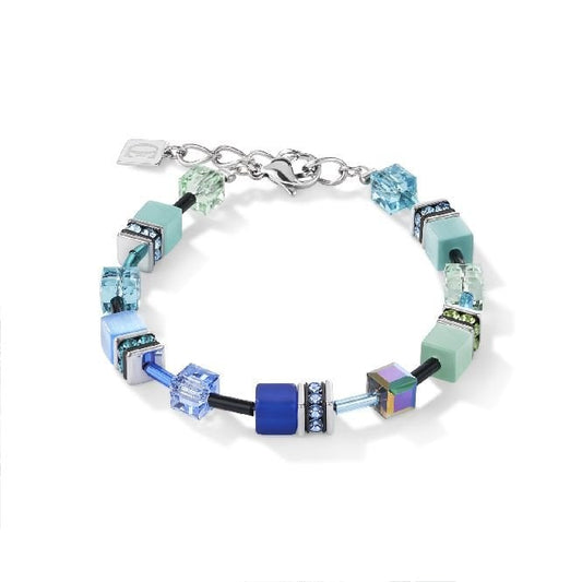 GeoCUBE Bracelet in Silver with Blue & Green
