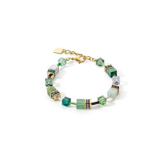 GeoCUBE Iconic Precious Bracelet in Gold & Green