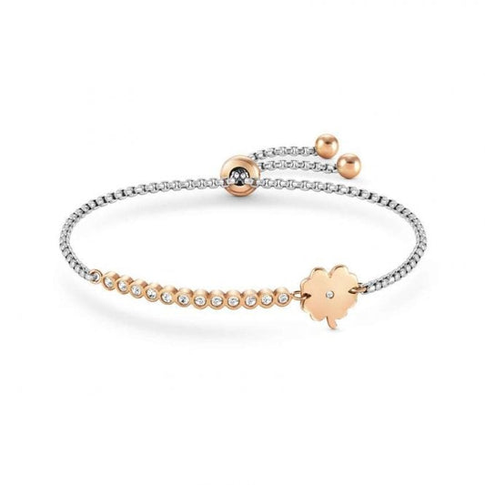Milleluci Rose Gold and CZ Four-Leaf Clover Bracelet