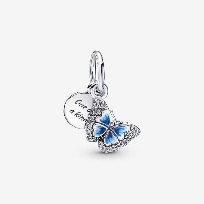 Blue Butterfly One of A Kind Double Dangle Charms