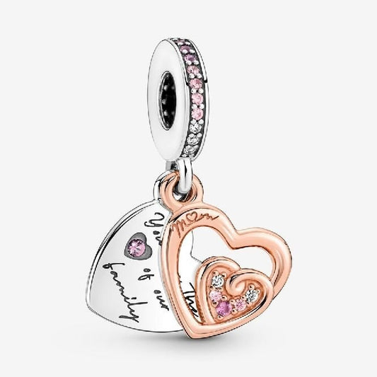Entwined Infinite Hearts Double Dangle Charms