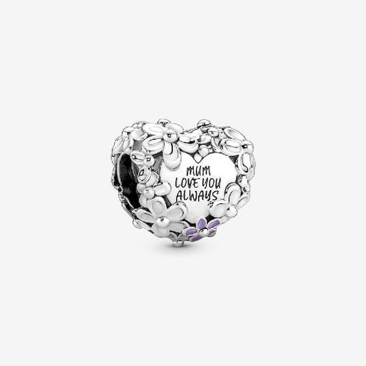 Mum Daisy Heart Charms