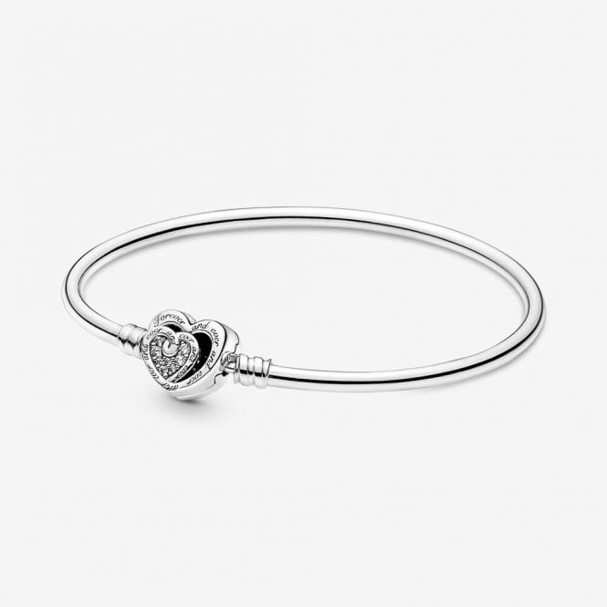 Moments Entwined Infinite Hearts Clasp Bangle, 19cm