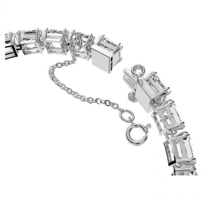 Matrix Square Cut Bracelet with White Crystal in Rhodium Silver