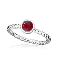 Silver and Red Garnet January Birthstone Ring, Size P