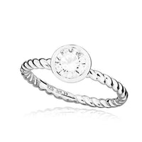 Silver and White April Birthstone Ring, Size P