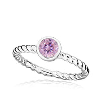 Silver and Pink October Birthstone Ring, Size P
