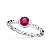 Silver and Ruby Red July Birthstone Ring, Size P