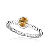 Silver and Champagne November Birthstone Ring, Size P