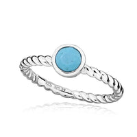 Silver and Blue Turquoise December Birthstone Ring, Size P