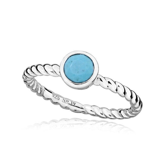 Silver and Blue Turquoise December Birthstone Ring, Size Q