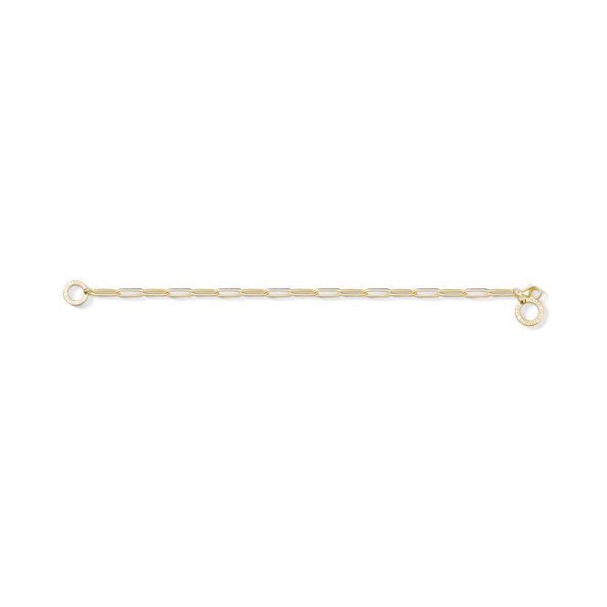 Classic Long Link Charm Bracelet with Gold, 15.5cm