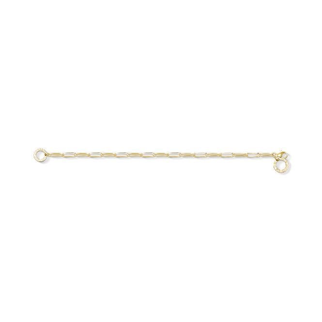 Classic Long Link Charm Bracelet with Gold, 15.5cm