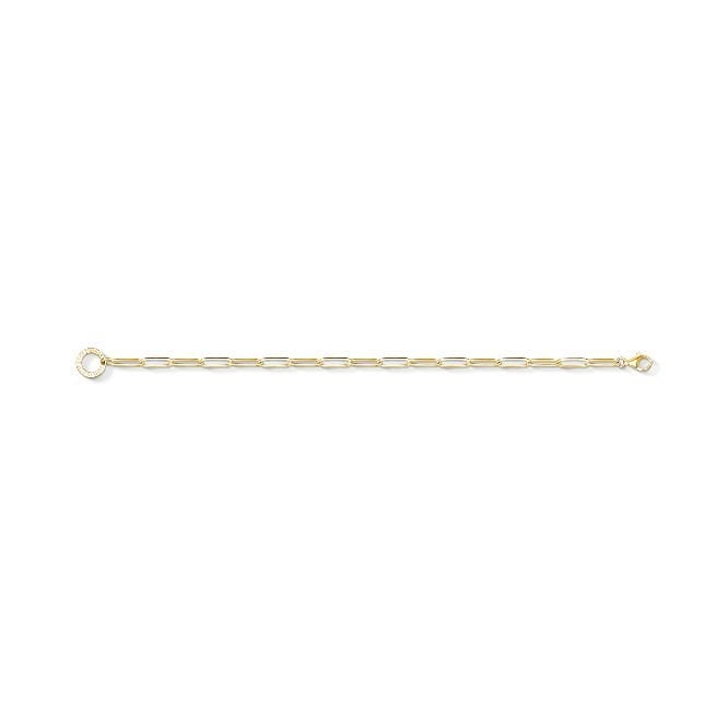 Classic Long Link Charm Bracelet with Gold, 15.5cm