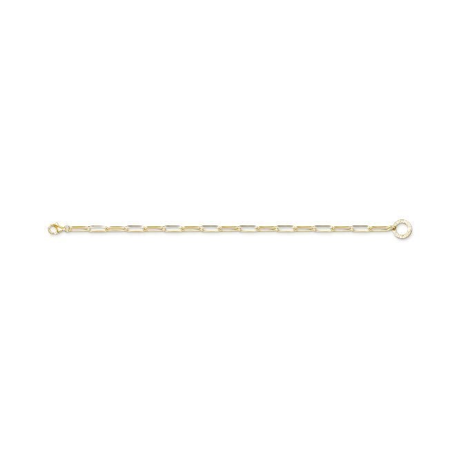 Classic Long Link Charm Bracelet with Gold, 15.5cm