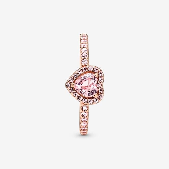 Rose Sparkling Elevated Pink Heart Ring, Size 60
