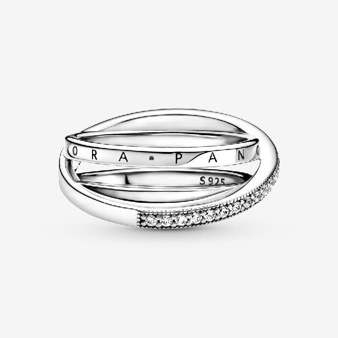 Crossover Pave Triple Band Ring, Size 48