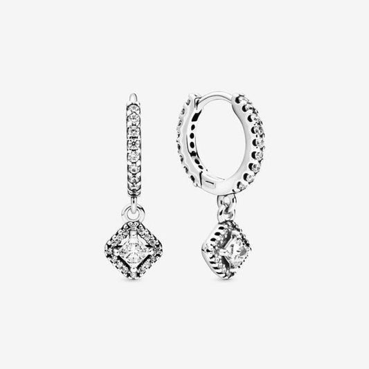 Square Sparkle Hoop Earrings