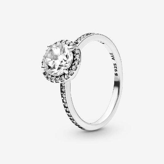 Round Sparkle Halo Ring, Size 58