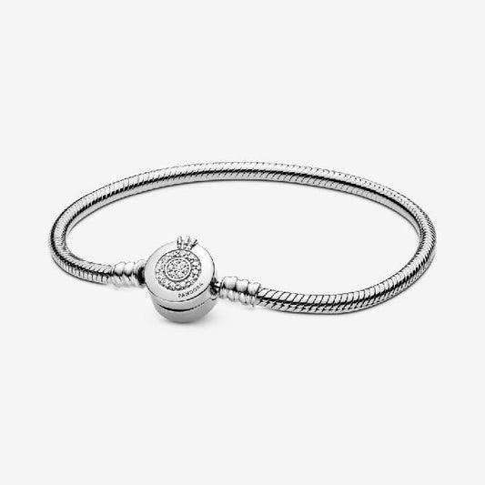 Moments Sparkling Crown O Snake Chain Bracelet, 16cm