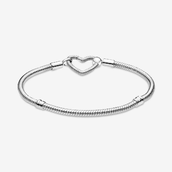 Moments Heart Closure Snake Chain Bracelet, 16cm