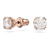 Stilla Stud Earrings with Round-Cut White Crystal in Rose Gold
