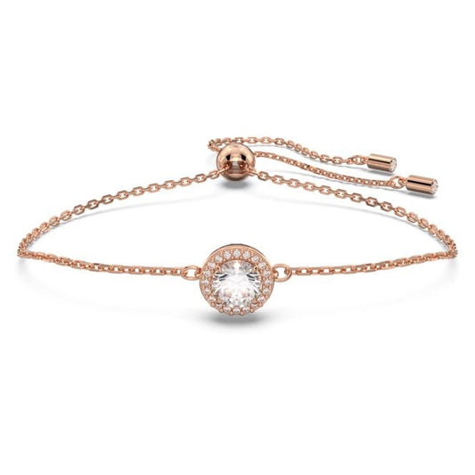 Una Bracelet with Round-Cut White Crystal Pave in Rose Gold