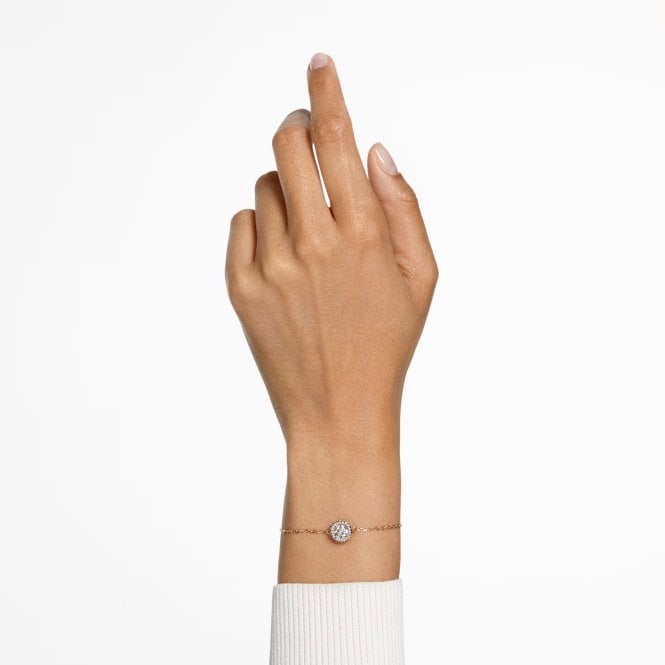 Una Bracelet with Round-Cut White Crystal Pave in Rose Gold