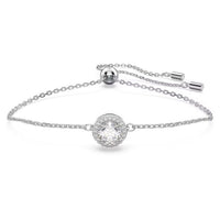 Una Bracelet with Round-Cut White Crystal Pave in Rhodium Silver