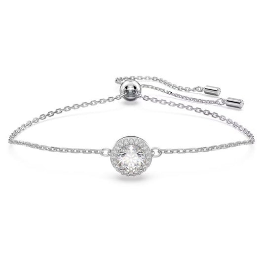 Una Bracelet with Round-Cut White Crystal Pave in Rhodium Silver