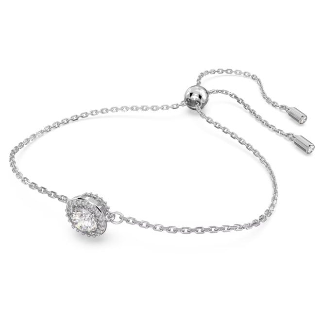Una Bracelet with Round-Cut White Crystal Pave in Rhodium Silver