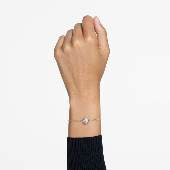 Una Bracelet with Round-Cut White Crystal Pave in Rhodium Silver