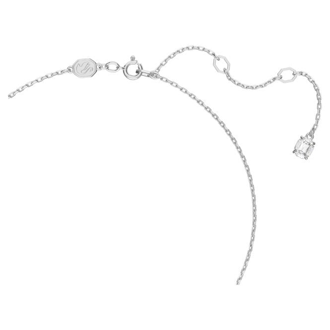 Stilla Pendant Necklace with Round-Cut White Crystal in Rhodium Silver