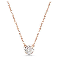 Stilla Pendant Necklace with Round-Cut White Crystal in Rose Gold
