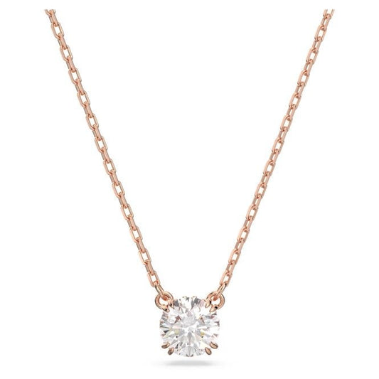 Stilla Pendant Necklace with Round-Cut White Crystal in Rose Gold