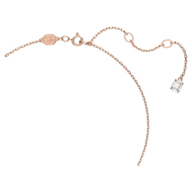 Stilla Pendant Necklace with Round-Cut White Crystal in Rose Gold