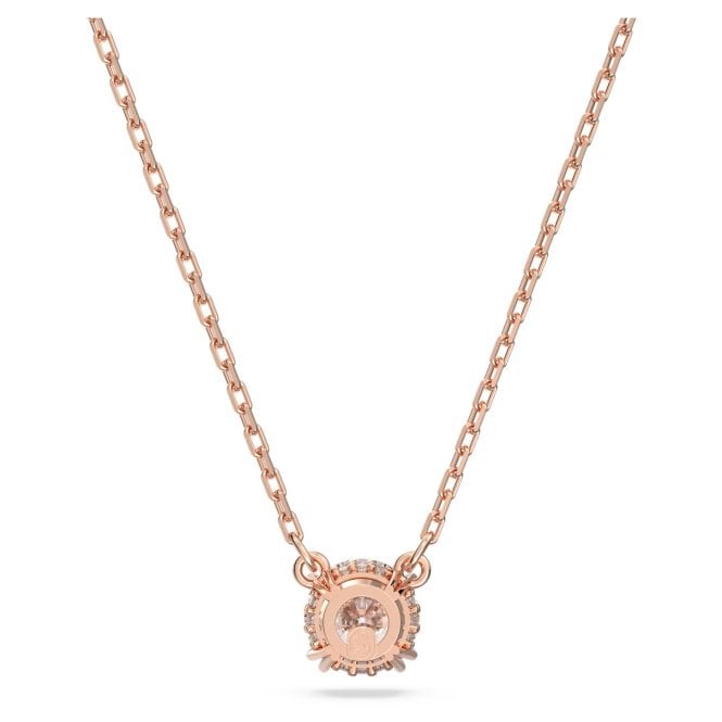 Stilla Pendant Necklace with Round-Cut White Crystal in Rose Gold