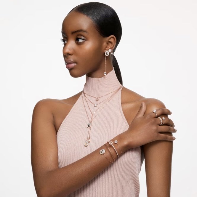 Stilla Pendant Necklace with Round-Cut White Crystal in Rose Gold
