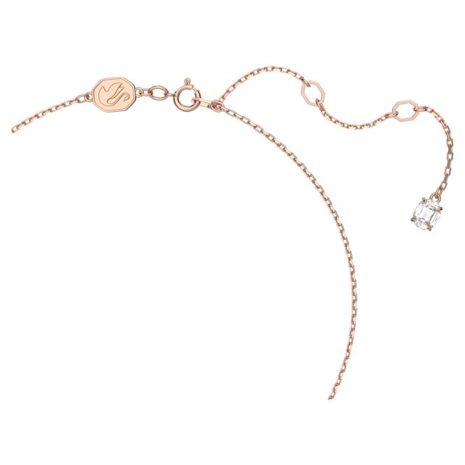 Una Angelic Pendant Necklace with Round-Cut White Crystal Pave in Rose Gold