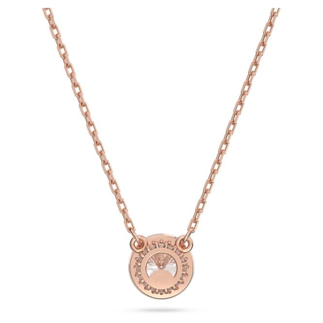 Una Angelic Pendant Necklace with Round-Cut White Crystal Pave in Rose Gold