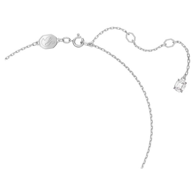 Una Angelic Pendant Necklace with Round-Cut White Crystal Pave in Rhodium Silver