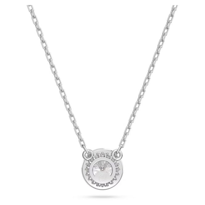 Una Angelic Pendant Necklace with Round-Cut White Crystal Pave in Rhodium Silver