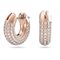 Dextera Hoop Earrings with Small White Crystal Pave in Rose Gold