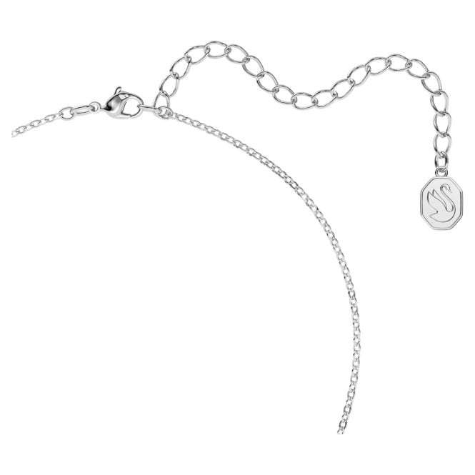 Una Necklace with Octagon-Cut Blue Crystal in Rhodium Silver