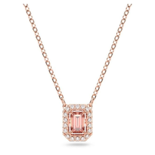 Una Necklace with Octagon-Cut Pink Crystal in Rose Gold