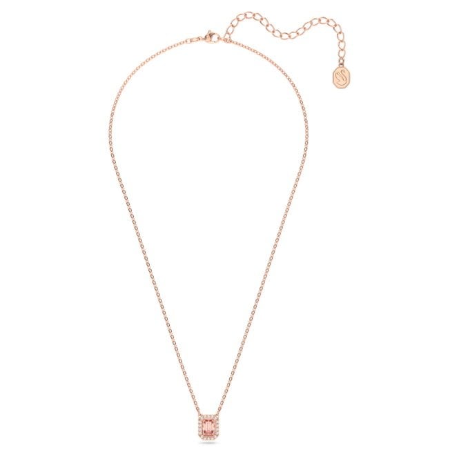 Una Necklace with Octagon-Cut Pink Crystal in Rose Gold